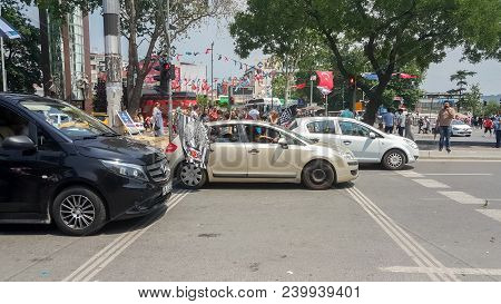 Istanbul, Turkey - June 03, 2017: Besiktas (bjk) Fans Celebrating Championship During The Day In Ist