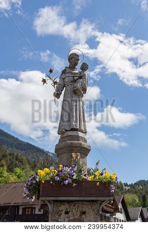 St. Anthony Statue In Garmisch-partenkirchen Bavaria Germany.