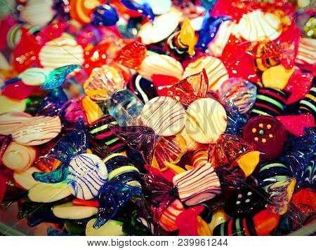Glass Candy Created Handmade By A Murano Artist  With Vintage Effect