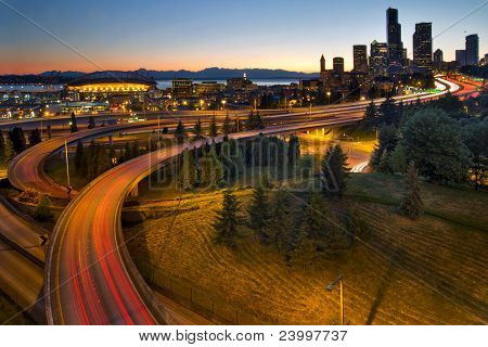Seattle Downtown Highway Traffic Light sentiers