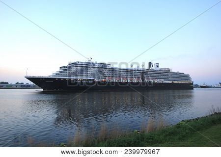 Velsen, The Netherlands - May 8th 2018: Ms Zuiderdam Operated By Holland America Line On North Sea C