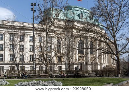 Sofia, Bulgaria - March 17, 2018: Amazing View Of University Of Sofia St. Kliment Ohridski, Bulgaria