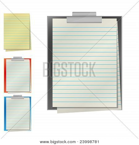 indstille Udklipsholder og en hvidbog vektor illustration