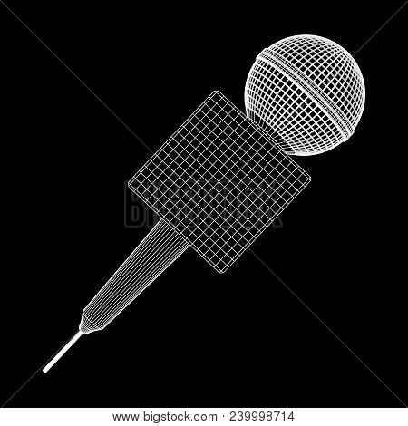 Microphone Vector. Wireframe Low Poly Mesh News Illustration. News On Tv And Radio. Interview.