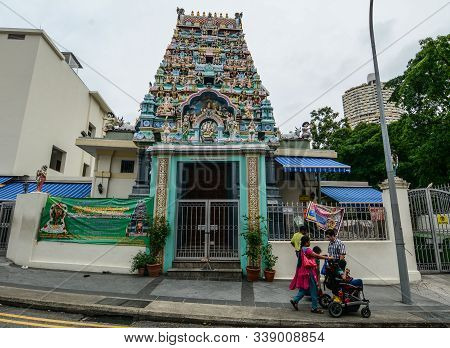 Singapore - Jul 4, 2015. View Of The Sri Mariamman Hindu Temple In Chinatown. Sri Mariamman Temple (