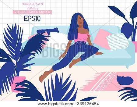 Scandic Girl Vector Illustration. Young Woman Character In Scandinavian Style.