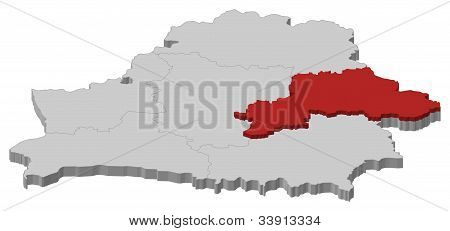 Mapa Běloruska, Mogilev zvýrazněny