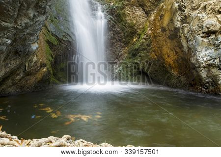 A View Of A Small Waterfall In Troodos Mountains In Cyprus
