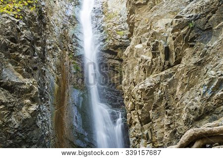 A View Of A Small Waterfall In Troodos Mountains In Cyprus