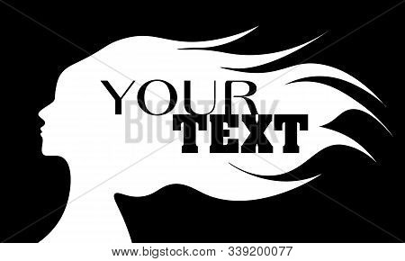 Black And White Logo Template With Text On The Silhouette Of Woman