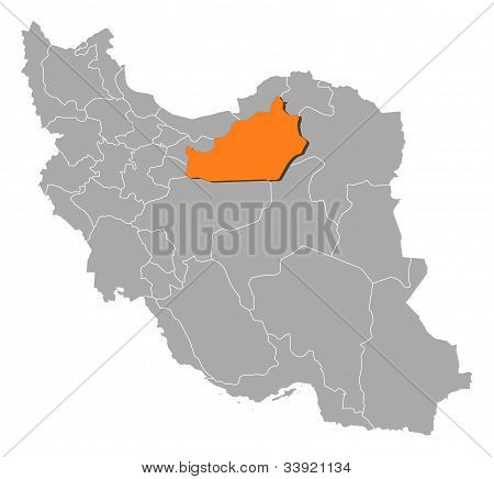 イランは、強調表示セムナーンの地図