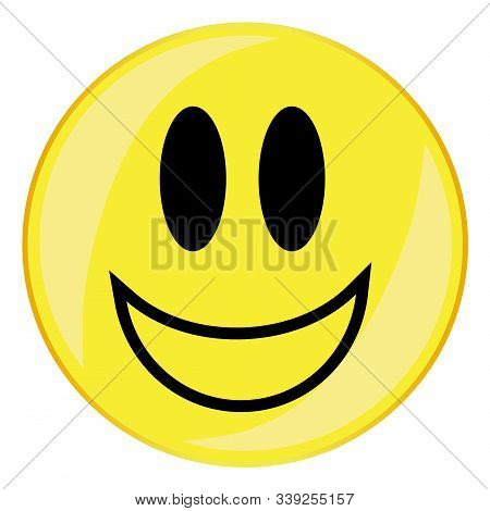 A Verry Happy Smile Face Button Isolated On A White Background