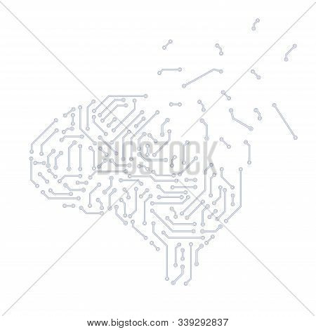 Brain In The Form Of A Printed Circuit Board. Computer Chip. Artificial Intelligence Concept.