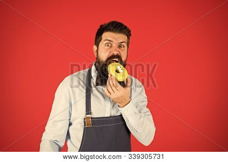 Calorie. Chef Feel Hunger. Calorie Counting. Diet And Healthy Food. Gain Calorie. Bearded Man In Che