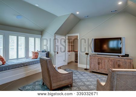 Simple upstairs apartment above a garage.