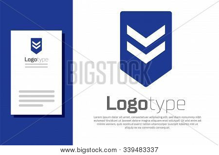 Blue Chevron Icon Isolated On White Background. Military Badge Sign. Logo Design Template Element. V