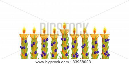 Jewish Holiday Of Hanukkah, Hanukkah Menorah, Traditional Nine-branched Candelabrum, Olive Branch Wi
