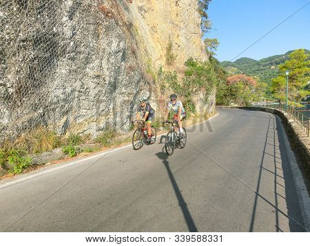 Portofino, Italy - September 16, 2019: Beautiful Road To Portofino From Santa Margherita At Italy, L