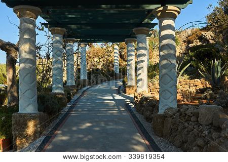 Colonnade In The Kalithea Thermal Baths On The Greek Island Of Rhodes