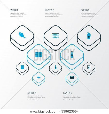 Beverages Icons Colored Set With Elite Rum, Drink Menu, Bottle Of Beer And Other Liquor Elements. Is