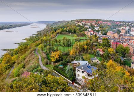Sightseeing Of Poland. Cityscape Of Grudziadz, Aerial View Of Grudziadz Town And Wisla River