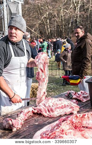 Butchers Slaughtering A Pig