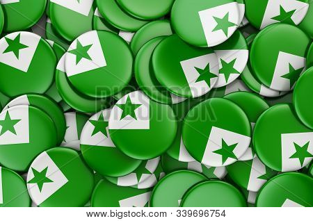 Badges With Flag Of Esperanto, 3d Rendering