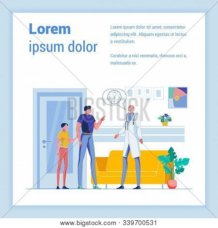 Father And School Age Boy Making Next Appointment With Experienced General Practitioner In His Offic