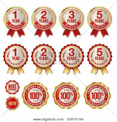 Sada vektorové záruky a garance odznaky a samolepky