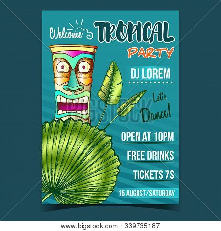 Anthurium Regale Tropical Leaves Poster Vector. Floral Frond Nils Leaf Of Evergreen Plant And Idol O