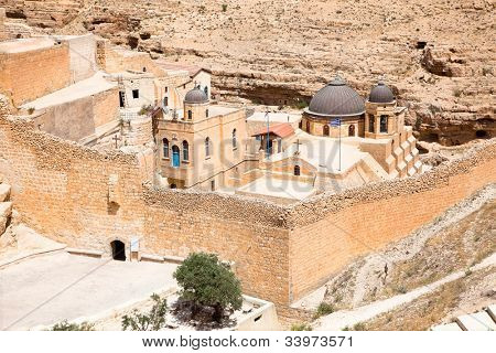 Græsk-ortodokse kloster stor Lavra af St. Sabbas Sanctified (Mar Saba) i Judean ørken. Blegner