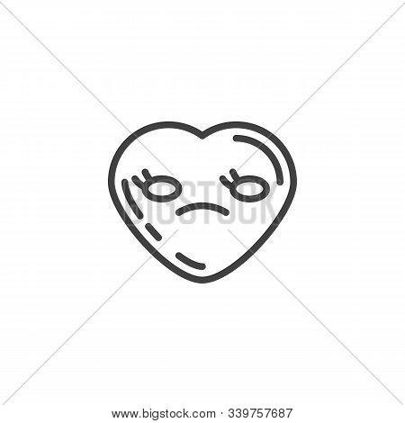 Unamused Heart Face Emoji Line Icon. Linear Style Sign For Mobile Concept And Web Design. Negative H