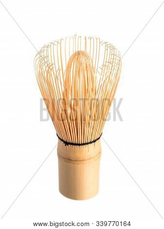 Bamboo Matcha Tea Whisk Also Know As Chasen. Isolated On White Background. Chasen Use For Japan Gree