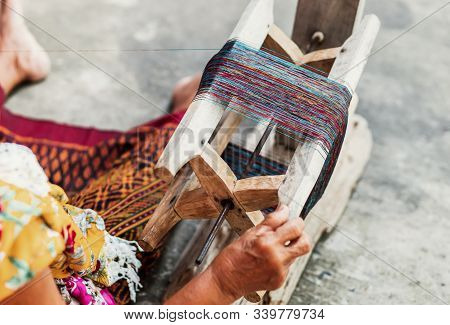 Rool Silk Of Thread Used By Old Women Hand.
