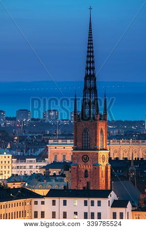 Stockholm, Sweden. Scenic View Of Stockholm Skyline At Summer Evening. Famous Popular Destination Sc