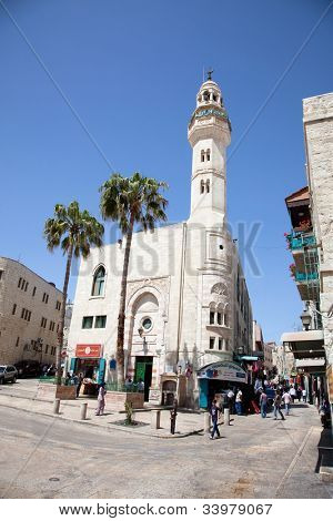 BETLEHEM, ISRAEL-APRIL 28: The moskeen i Omar (Umar), bygget i 1860 i arabisk del af Betlehem- 