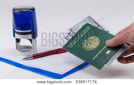 Passport Of Uzbekistan With The Money