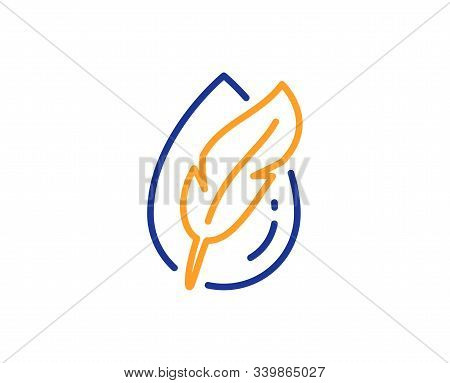 Feather Sign. Hypoallergenic Tested Line Icon. No Synthetic Symbol. Colorful Outline Concept. Blue A