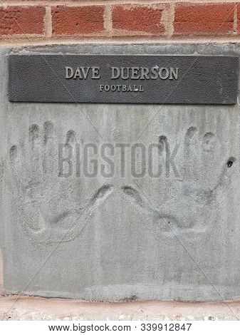 Chicago, Il September 19, 2019, Dave Duerson Professional Football Player Hand Prints In Cement At T