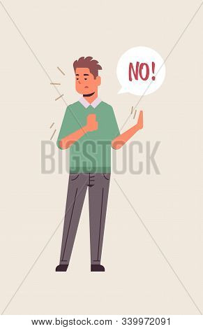 Angry Unhappy Man Saying No Speech Balloon With No Scream Exclamation Negation Concept Furious Guy S