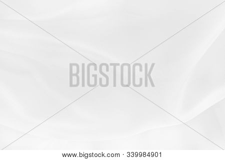 White Fabric Cloth Texture For Background And Design Art Work, Beautiful Crumpled Pattern Of Silk Or