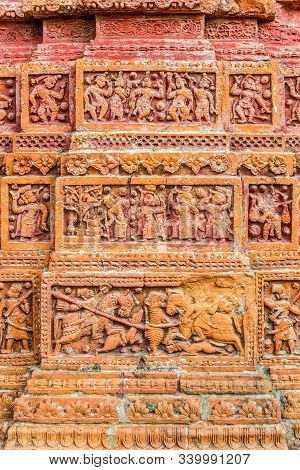 View At The Decoration Of Pancharatna Gobinda Mandir Temple In Puthia - Bangladesh