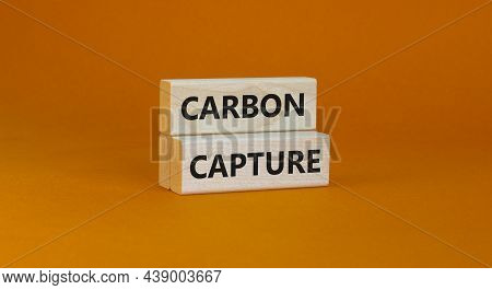 Time To Carbon Capture Symbol. Wooden Blocks With Words 'carbon Capture'. Beautiful Orange Backgroun