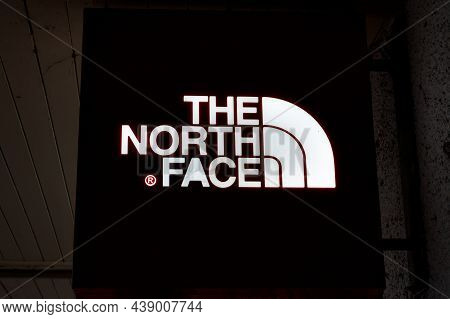 Aviemore, Scotland- Oct 18, 2021: The Sign For The North Face Store In Aviemore