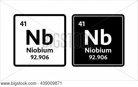 Niobium Symbol. Chemical Element Of The Periodic Table. Vector Stock Illustration