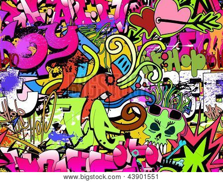 Graffiti ściany sztuka tło. Hip-hop styl tekstura wzór