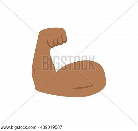 Arm Muscle. Emoji Of Strong Bicep. Emoticon Of Strength In Hand. Icon Of Power Of Protein For Man. F
