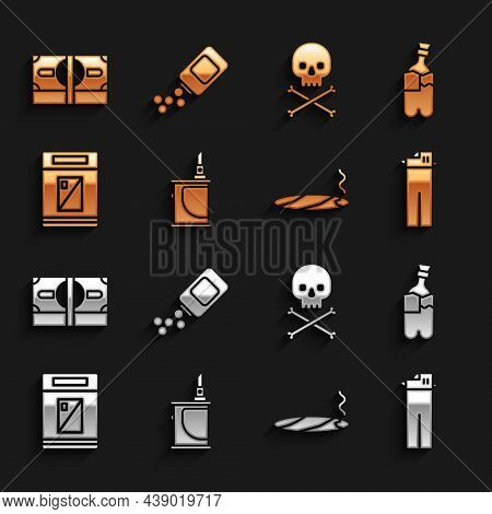 Set Electronic Cigarette, Bong For Smoking Marijuana, Lighter, Cigar With Smoke, Cigarettes Pack Box