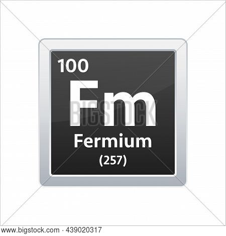 Fermium Symbol. Chemical Element Of The Periodic Table. Vector Stock Illustration.
