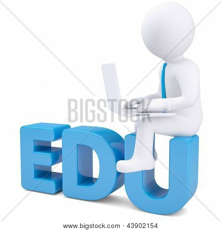 Beyaz adamla 3D: kelime EDU otururken dizüstü